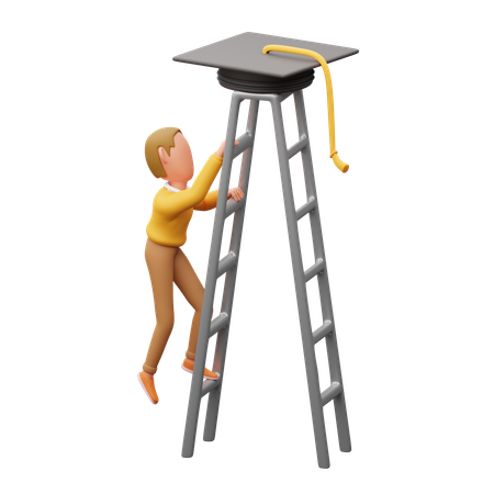 Students climbing stairs  3D Illustration