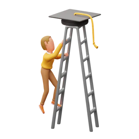 Students climbing stairs  3D Illustration