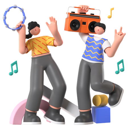 Students enjoying on Dance Floor  3D Icon