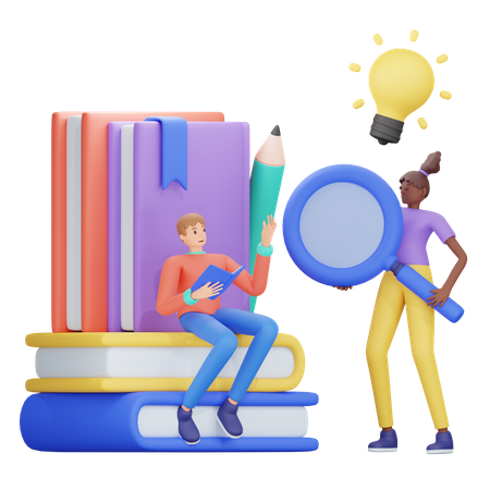 Students learning together  3D Icon