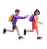 Students Running Fro Getting Late For School