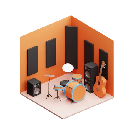 3 D Music Icons Illustration Studio 3D Icon