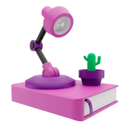 Study Lamp And Book 3D Illustration