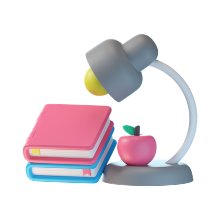 Study Lamp And Books 3D Icon