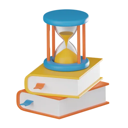 Books Sand Clock And Symbols Perfect For Academic Concepts Time Management And The Pursuit Of Wisdom 3 D Render Illustration 3D Icon