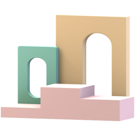 Stufenpodest mit doppeltem Hintergrund  3D Icon