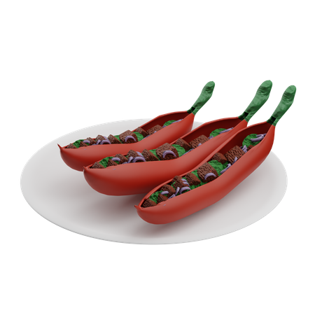 Stuffed Chili Peppers  3D Icon