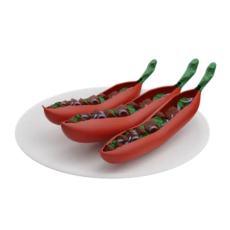 Stuffed Chili Peppers  3D Icon