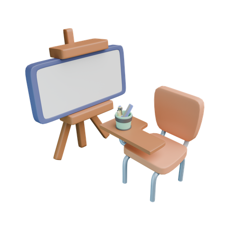 Stuhl & Whiteboard  3D Icon