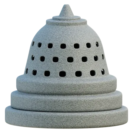 A 3 D Detailed Miniature Of A Borobudur Stupa Showcasing The Distinctive Perforated Design Of This Iconic Indonesian Buddhist Temple 3D Icon
