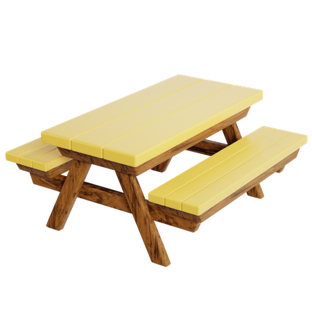 Sturdy Wooden Camping Table  3D Icon