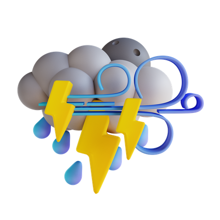 Stürmischer Regen Blitz  3D Illustration