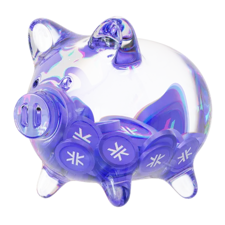 Stx Clear Glass Piggy Bank With Decreasing Piles Of Crypto Coins  3D Icon