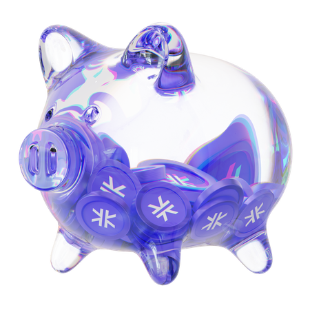 Stx Clear Glass Piggy Bank With Decreasing Piles Of Crypto Coins  3D Icon