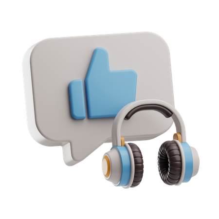 Stylish Headphones with Like Button  3D Icon