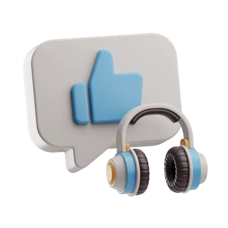 Stylish Headphones with Like Button  3D Icon