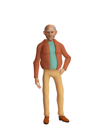 Stylish old man  3D Illustration