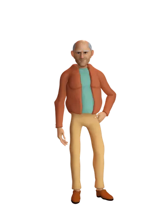 Stylish old man  3D Illustration