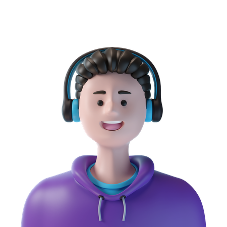 Stylist Boy With Headphone  3D Icon