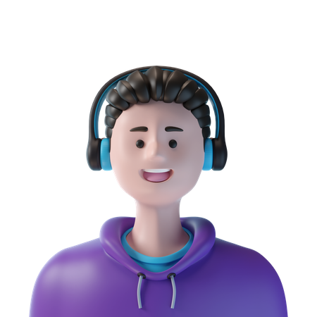 Stylist Boy With Headphone 3D Icon