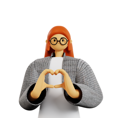 Stylist girl Showing love gesture pose  3D Icon