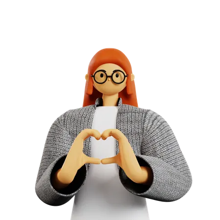 Stylist girl Showing love gesture pose  3D Illustration