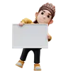 Stylist Girl Standing By Holding A White Board