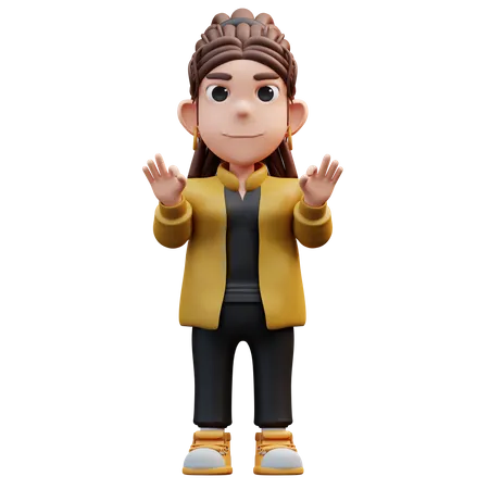 Stylist Girl Standing With Two Hands Thumbs Up Gesture  3D Illustration