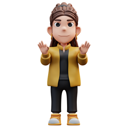 Stylist Girl Standing With Two Hands Thumbs Up Gesture  3D Illustration