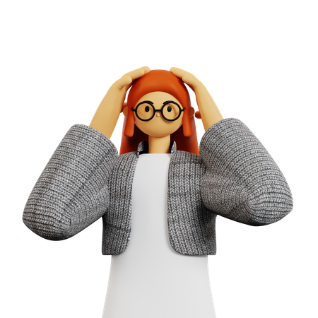 Stylist woman giving Panic pose  3D Illustration