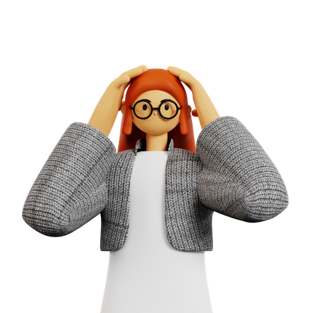 Stylist woman giving Panic pose  3D Illustration