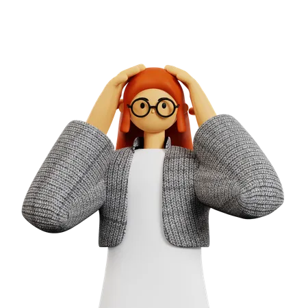 Stylist woman giving Panic pose  3D Illustration