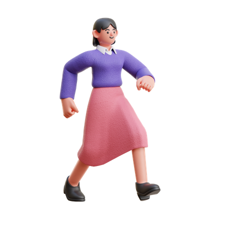 Stylistin Mädchen zu Fuß  3D Illustration