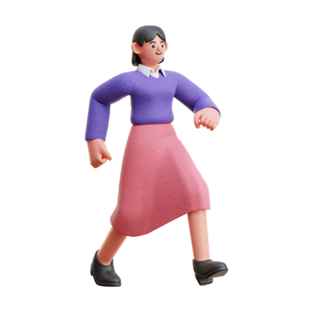 Stylistin Mädchen zu Fuß  3D Illustration