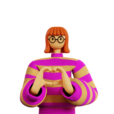 Stylistin Mädchen zeigt Liebe Geste pose  3D Icon