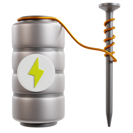 Stylized Battery With Nail And Wire  3D Icon