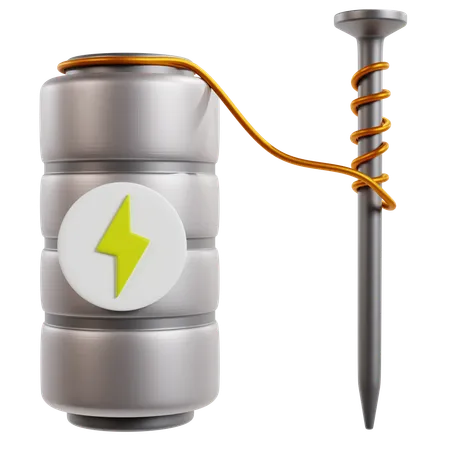 Stylized Battery With Nail And Wire  3D Icon