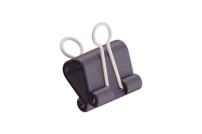 Stylized Black Paper Clip  3D Icon