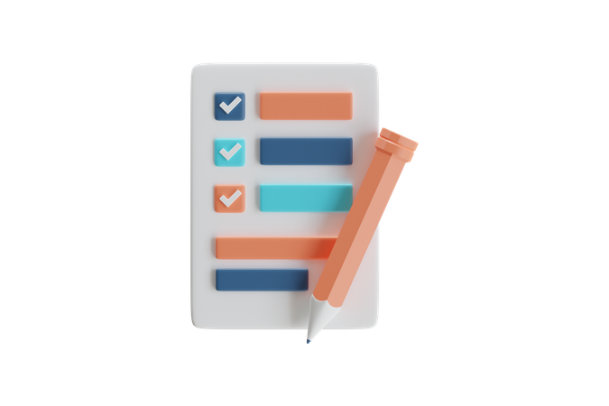 Stylized Checklist With Pen Graphic  3D Icon