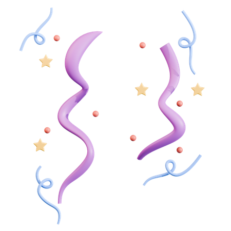 Stylized Confetti Firework With Twisting Streamers  3D Icon