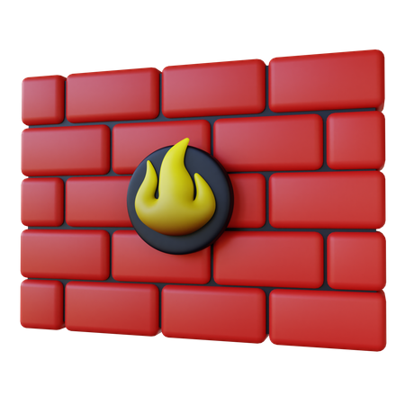 Stylized Firewall Protection  3D Icon