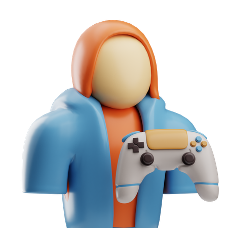Stylized Gaming Character Holding Controller  3D Icon
