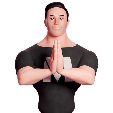 Stylized Man Doing Folded Hand Gesture  3D Illustration