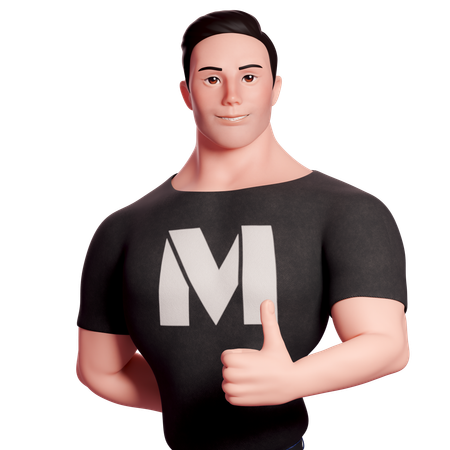 Stylized Man Doing Thumbs Up Gesture With Left Hand  3D Icon