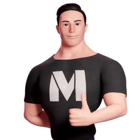 Stylized Man Doing Thumbs Up Gesture With Left Hand  3D Illustration