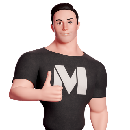 Stylized Man Doing Thumbs Up Gesture With Right Hand  3D Illustration