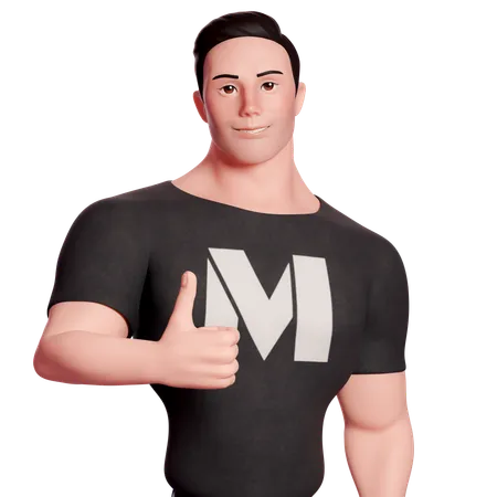 Stylized Man Doing Thumbs Up Gesture With Right Hand  3D Illustration