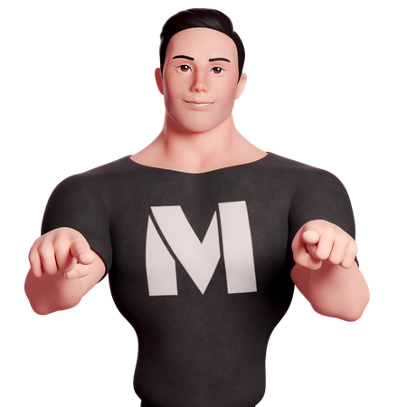 Stylized Man Pointing Forwards With Both Hands  3D Icon