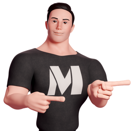 Stylized Man Pointing Left Side With Both Hands  3D Illustration