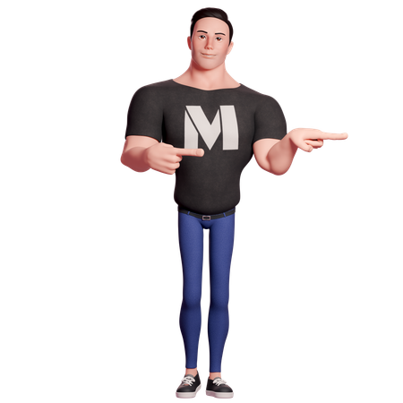 Stylized Man Pointing Left Side With Both Hands  3D Illustration